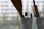 Toothbrushes in glass