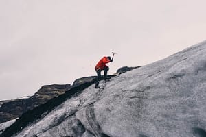 scaling a mountain