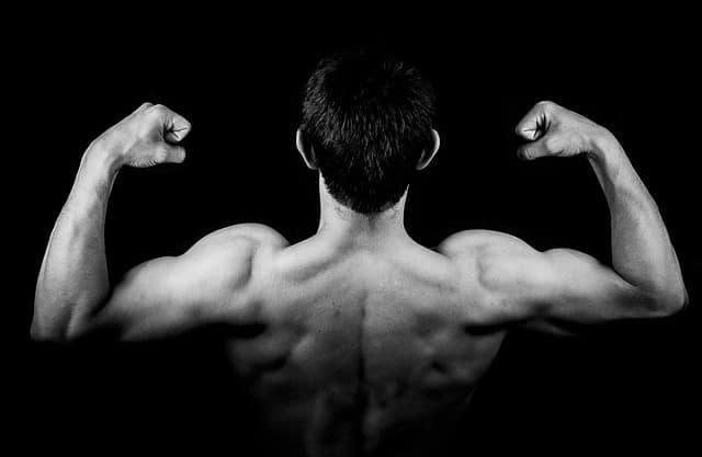 man showing arms